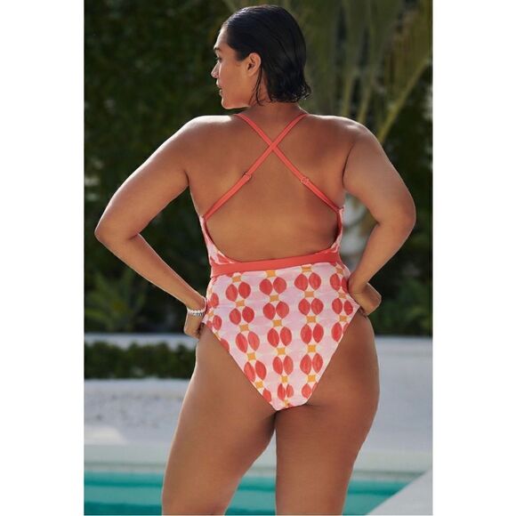 NEW Anthropologie Maeve Jodie Belted Polka Dot Smocked One-Piece Swimsuit Large - Picture 7 of 9